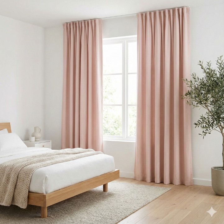 CottonKart.com Blush Pink Solid Curtain for Bedroom (1 Piece) - Elegant Window/Door Drape (Rose Color)