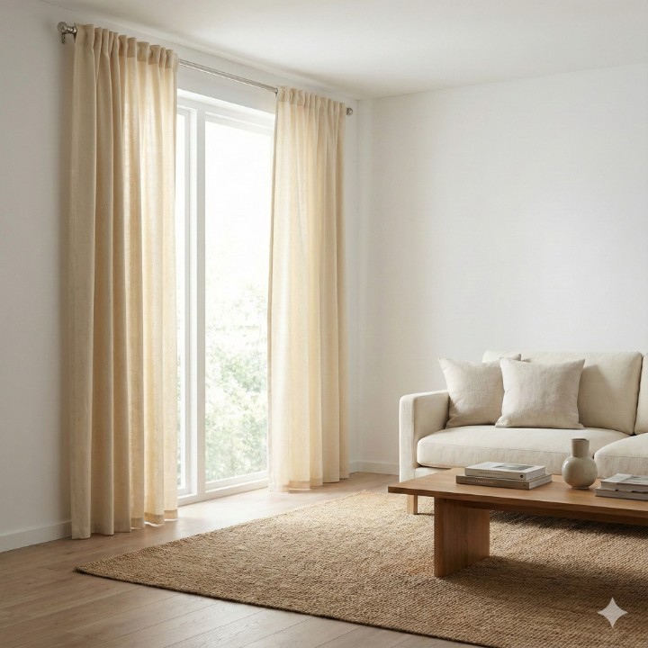 CottonKart Premium Off-White / Beige Textured Curtains – Elegant Cream Drapes for Living Room & Bedroom (Rod Pocket Style | Light Filtering)