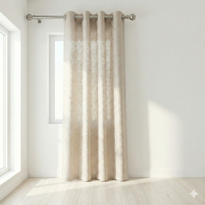 CottonKart Metallic Foil Series – Premium Leaf Print Curtains | Available in Champagne Gold, Ice Blue (Blackout) & Ivory Mist (Light Filtering)