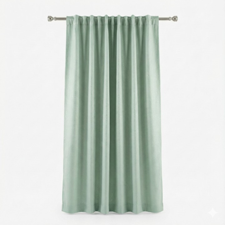 CottonKart Premium Sage Green Textured Curtains – Soothing Mint Green Drapes for Bedroom & Living Room (Rod Pocket Style)