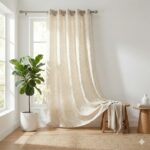 CottonKart Premium Pearl White Room Darkening Curtains – Rose Gold Metallic Foil Print | Elegant Off-White Window Drapes for Bedroom & Living Room