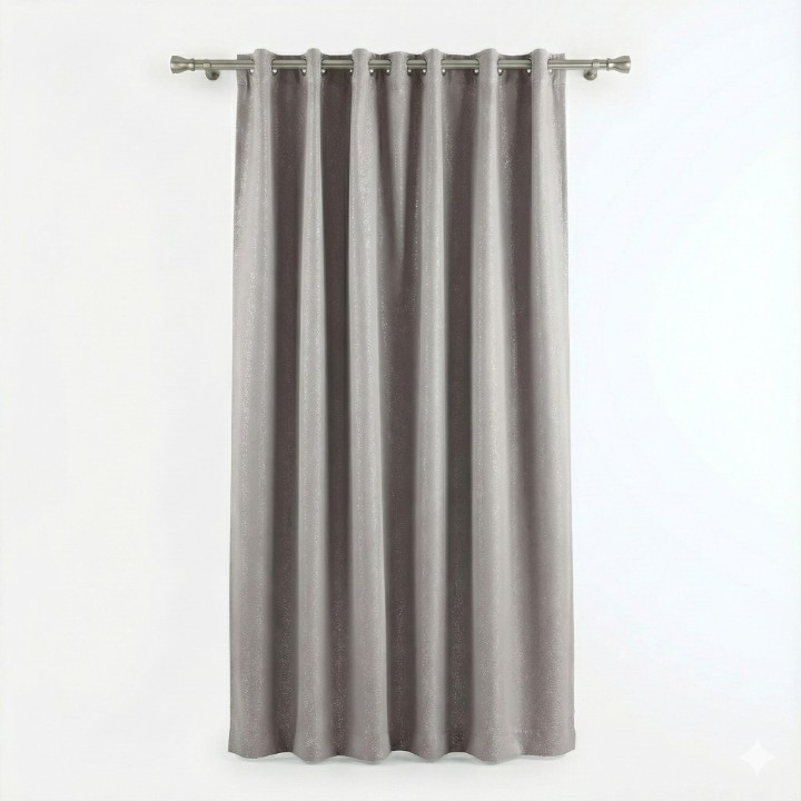 CottonKart Premium Silver Grey Shimmer Curtains – Modern Eyelet Door & Window Drapes (Steel Rings for Easy Sliding)