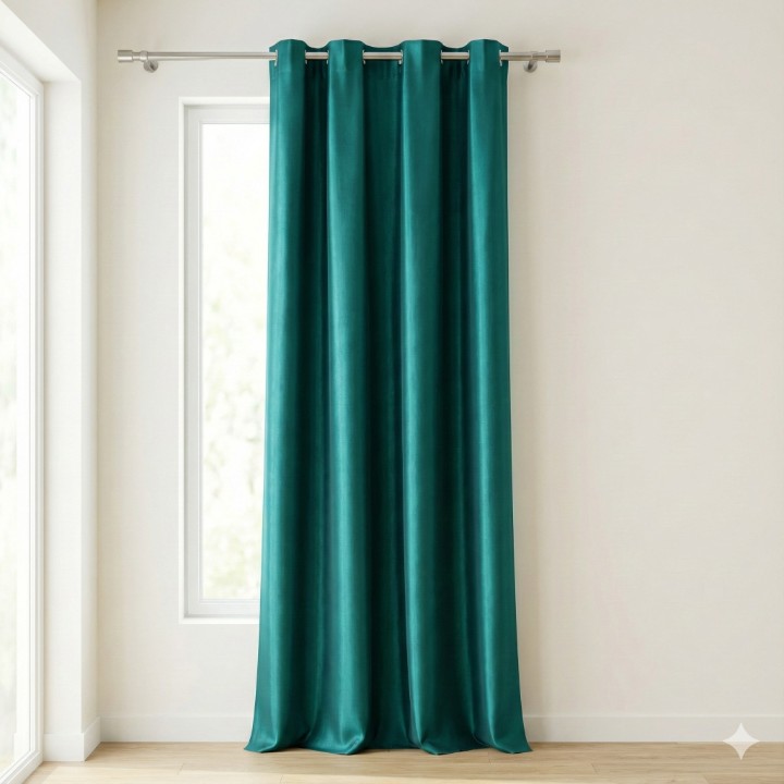 CottonKart.com Premium Teal Green Solid Door/Window Curtain (1 Piece) - Room Darkening Eyelet Parda for Living Room