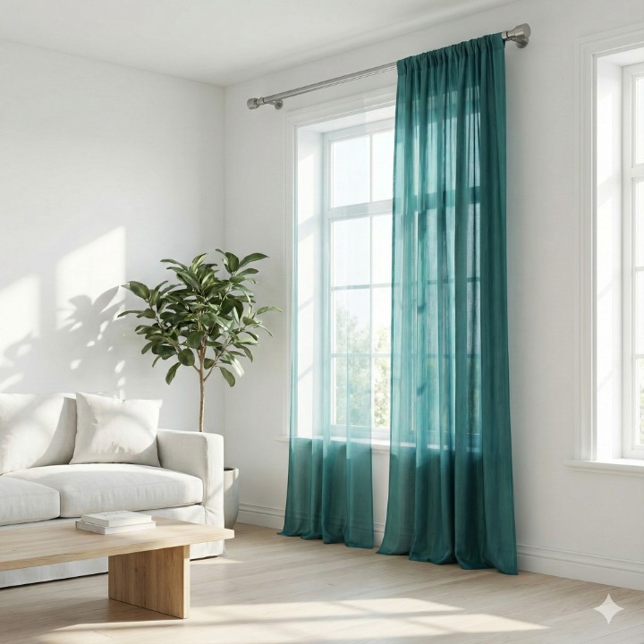 CottonKart.com Premium Teal Green Solid Door/Window Curtain (1 Piece) - Room Darkening Eyelet Parda for Living Room