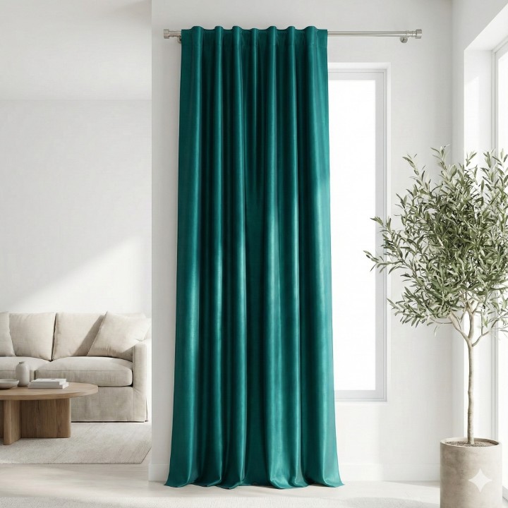 CottonKart.com Premium Teal Green Solid Door/Window Curtain (1 Piece) - Room Darkening Eyelet Parda for Living Room