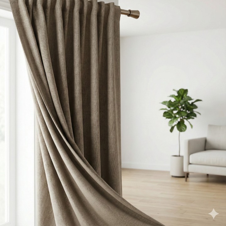 Taupe Beige Solid Curtain (1 Piece) - Neutral Earthy Tone Parda for Modern Homes