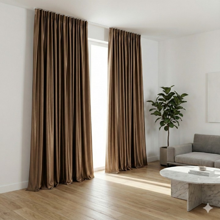 CottonKart.com Dark Coffee Brown Solid Curtain (1 Piece) - Premium Chocolate Color Parda for Living Room