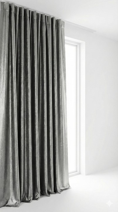 CottonKart.com Metallic Steel Grey Curtain (1 Piece) - Luxury Solid Textured Drape for Hall & Bedroom