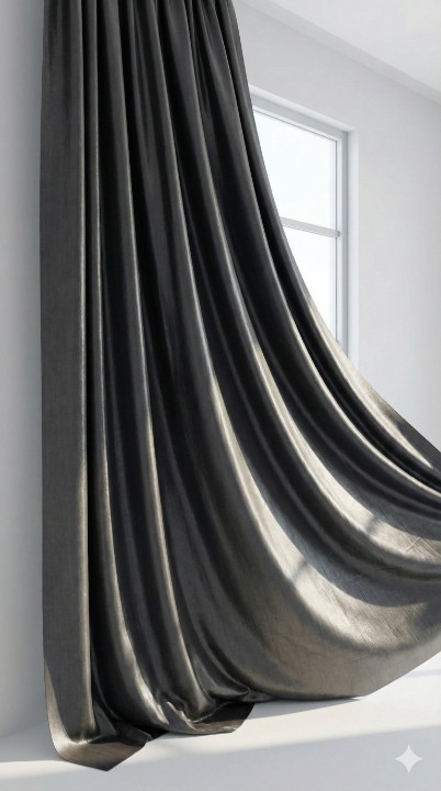 CottonKart.com Metallic Steel Grey Curtain (1 Piece) - Luxury Solid Textured Drape for Hall & Bedroom