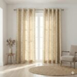 CottonKart Cream & Rose Gold Blackout Curtains – Metallic Foil Leaf Print | Thermal Insulated Room Darkening Drapes for Bedroom & Living Room