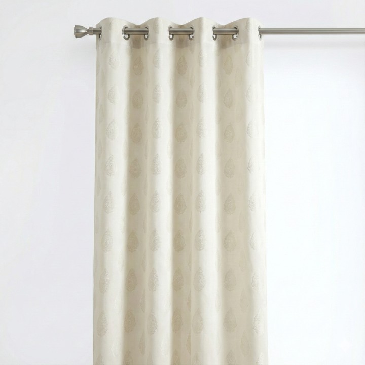 Buy Curtain Combo Set Online | 2 Window & 1 Door Curtains | Cream Jacquard Eyelet Parda | CottonKart