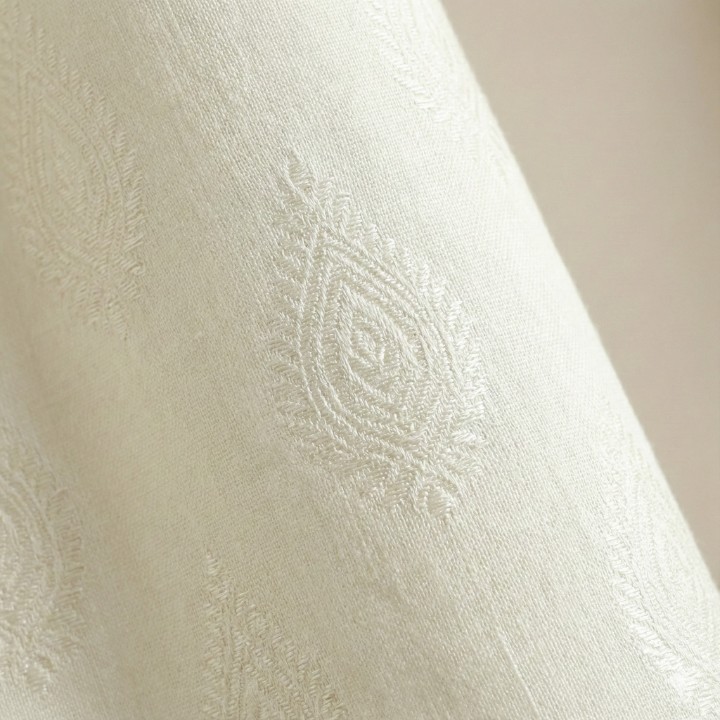 CottonKart Royal Cream Self-Design Curtains - Value Pack (2 Window & 1 Door Parda)