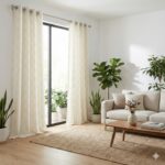 Premium Ivory Cotton Eyelet Curtain with Elegant Leaf Design | Soft Light Filtering Window Curtain