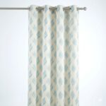 Buy Blue Printed Curtain Combo Set | 2 Window & 1 Door Curtains | Aqua Leaf Design | CottonKart