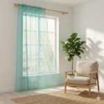 CottonKart.com Premium Aqua Blue Net Curtain - Modern Sheer Mesh for Door & Window