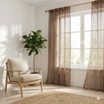 CottonKart.com Premium Coffee Brown Net Curtain - Modern Sheer Mesh for Door & Window (Transparent)