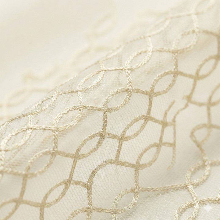 CottonKart.com Premium Cream Net Curtain - Modern Sheer Mesh for Door & Window (Transparent)