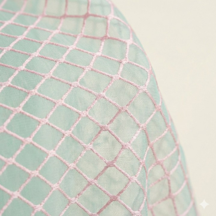 CottonKart.com Premium Rose Pink Net Curtain - Modern Sheer Mesh for Door & Window (Transparent)