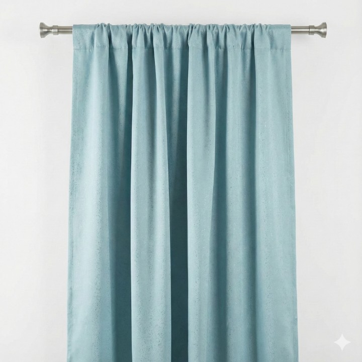 CottonKart Premium Textured Aqua Blue Curtains for Home – Room Darkening Rod Pocket Drapes for Bedroom & Living Room (Available in Window, Door & Long Door Sizes)