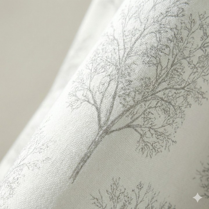 CottonKart Premium Cream Jacquard Curtain with Silvar Maroon Tree Design (Window - Set of 2 / Door - Pack of 1)