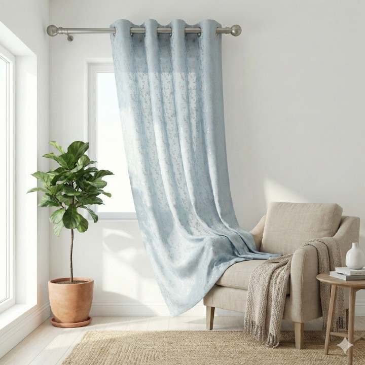 Cottonkart Premium Cream Floral 100% Blackout Curtain – (Door 1 Pc / Window 2 Pcs Options) – Luxury Embroidery