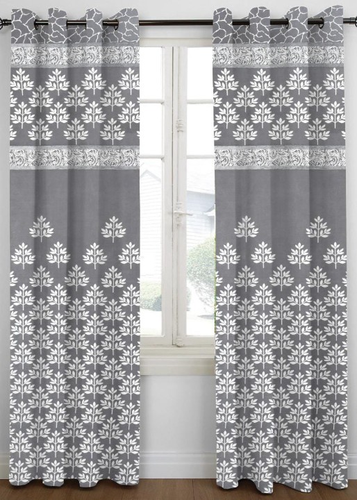 Cottonkart Lotus Print Indian Traditional Eyelet Curtains for Window (5ft), Door (7ft) & Long Door (9ft) | Premium Ring Parda Set