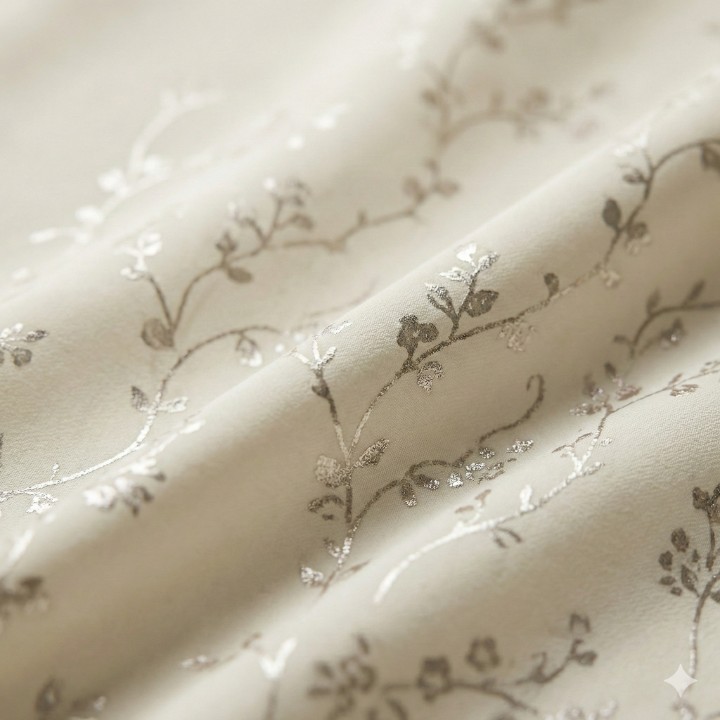 Cottonkart Premium Cream Floral 100% Blackout Curtain – (Door 1 Pc / Window 2 Pcs Options) – Luxury Embroidery