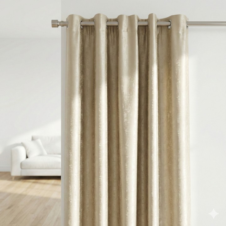 Cottonkart Premium Cream Floral 100% Blackout Curtain – (Door 1 Pc / Window 2 Pcs Options) – Luxury Embroidery