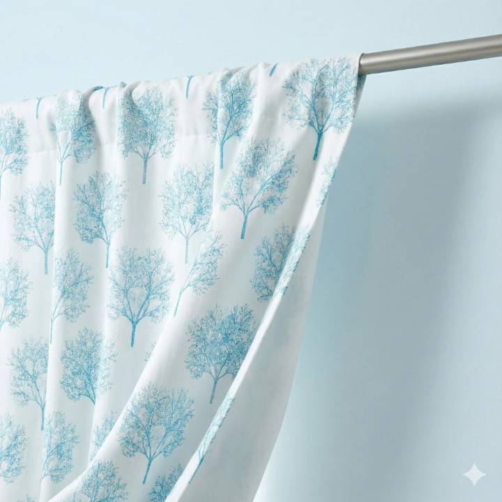 Cottonkart Premium Jacquard Tree Blackout Curtains - Choose Option: Window 2pcs (5ft) | Door 1pc (7ft) | Long Door 1pc (9ft)