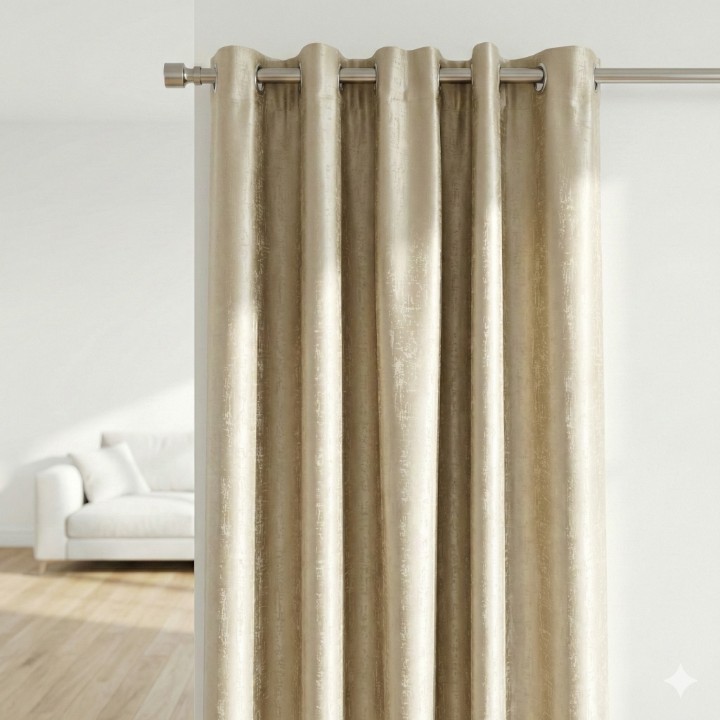 Cottonkart Premium Cream Floral 100% Blackout Curtain – (Door 1 Pc / Window 2 Pcs Options) – Luxury Embroidery