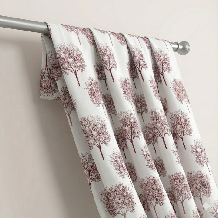 Cottonkart Premium Jacquard Tree Blackout Curtains - Choose Option: Window 2pcs (5ft) | Door 1pc (7ft) | Long Door 1pc (9ft)