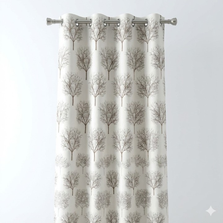 Cottonkart Premium Jacquard Tree Blackout Curtains - Choose Option: Window 2pcs (5ft) | Door 1pc (7ft) | Long Door 1pc (9ft)