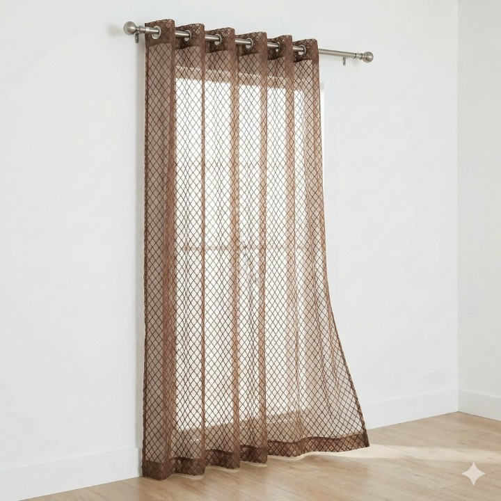 Cottonkart Premium Net Sheer Eyelet Curtains | Window (5ft) Pack of 2Pcs, Door (7ft) Pack of 1Pc & Long Door (9ft) Pack of 1Pc | Stylish Ring Parda