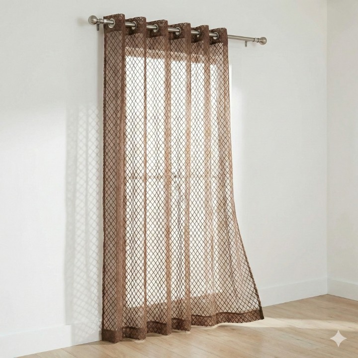 Cottonkart Premium Net Sheer Eyelet Curtains | Window (5ft) Pack of 2Pcs, Door (7ft) Pack of 1Pc & Long Door (9ft) Pack of 1Pc | Stylish Ring Parda