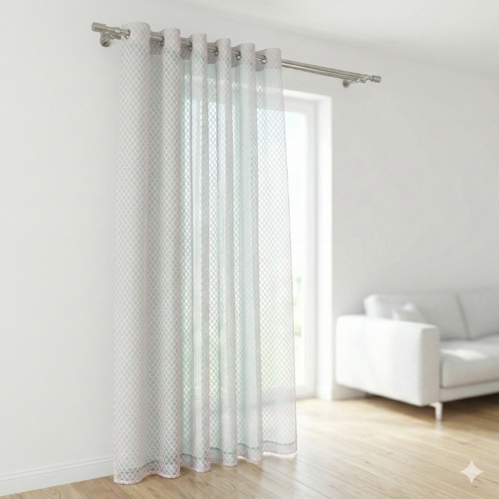 Cottonkart Premium Net Sheer Eyelet Curtains | Window (5ft) Pack of 2Pcs, Door (7ft) Pack of 1Pc & Long Door (9ft) Pack of 1Pc | Stylish Ring Parda