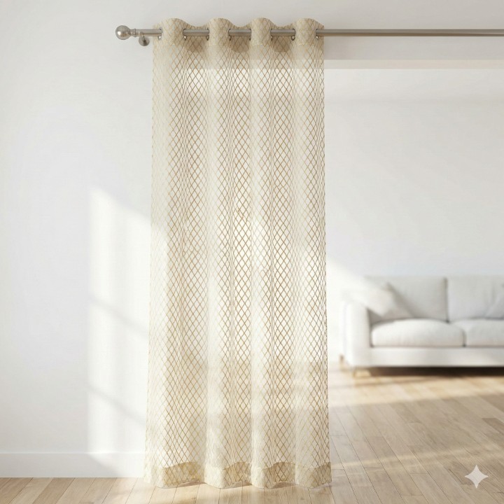 Cottonkart Premium Net Sheer Eyelet Curtains | Window (5ft) Pack of 2Pcs, Door (7ft) Pack of 1Pc & Long Door (9ft) Pack of 1Pc | Stylish Ring Parda