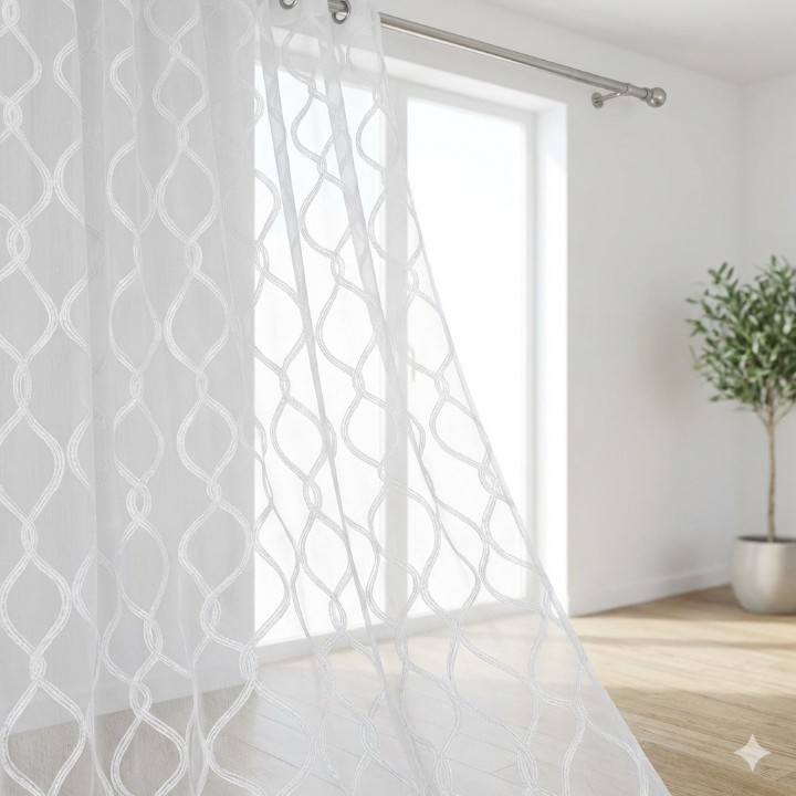 Cottonkart Premium Net Sheer Eyelet Curtains | Window (5ft) Pack of 2Pcs, Door (7ft) Pack of 1Pc & Long Door (9ft) Pack of 1Pc | Stylish Ring Parda