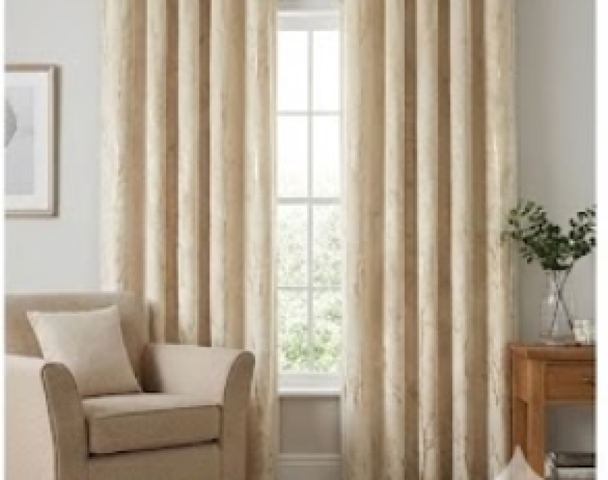 Premium Velvet Curtain - White Cream with Gold Tree Branch Print | Luxury Room Darkening Drapes by CottonKart